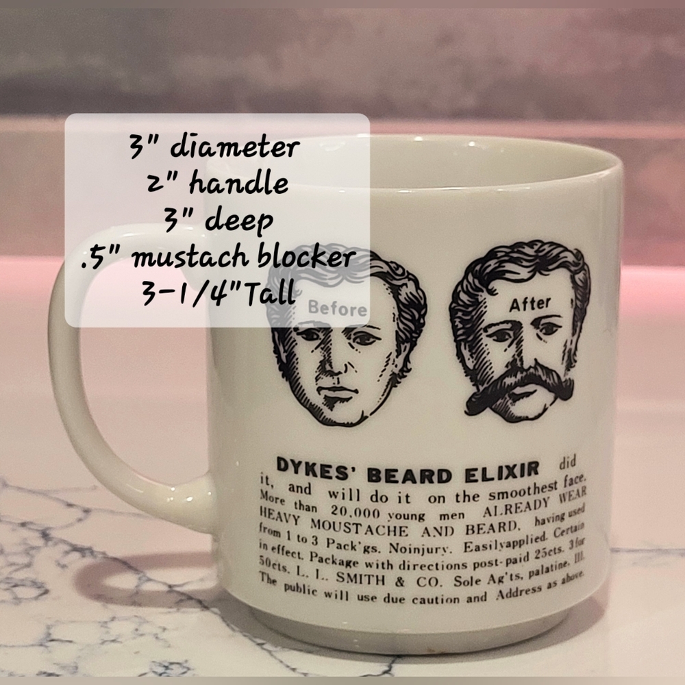 Porcelain Vintage Mustache Mug, Made Japan